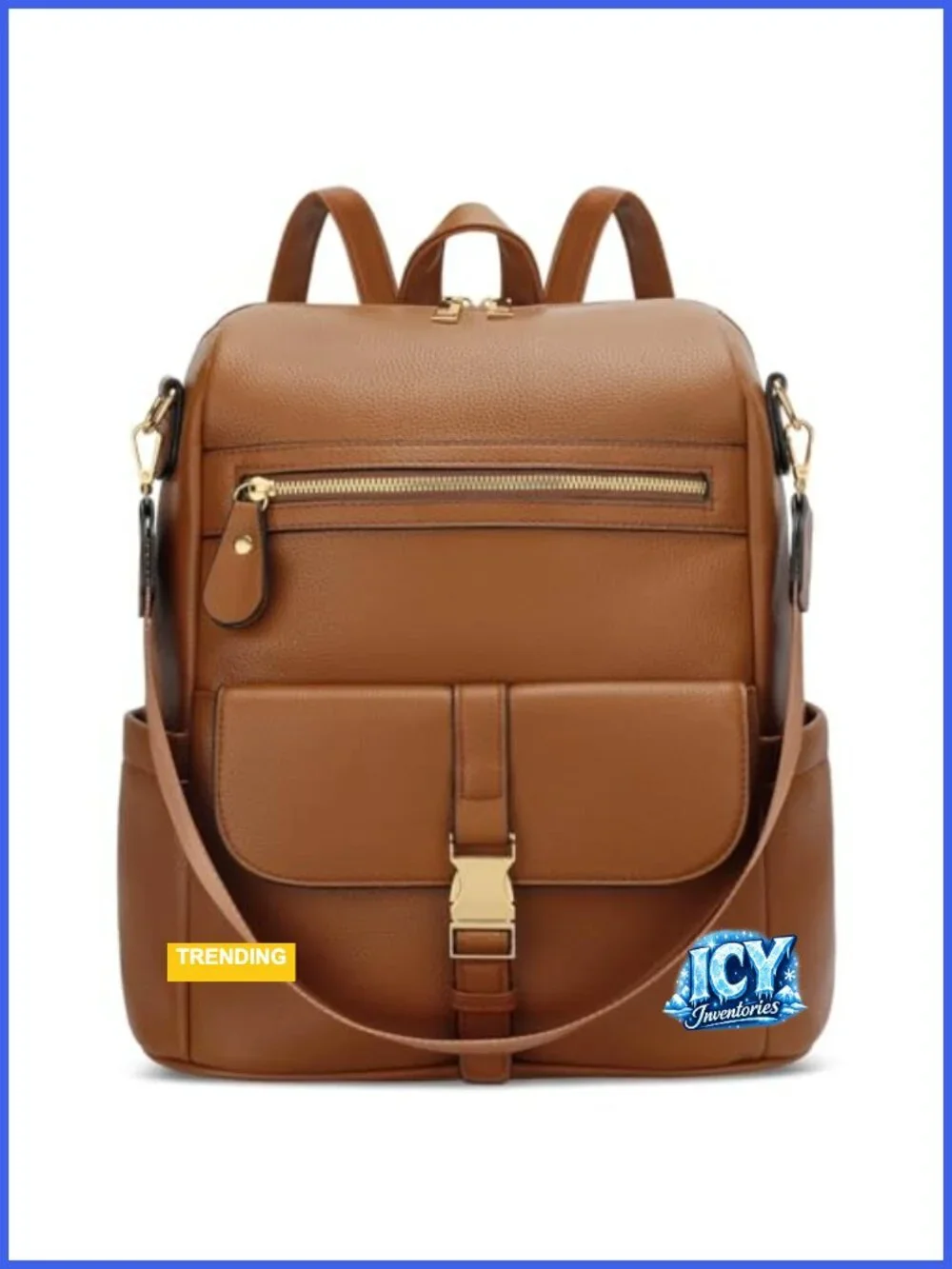 Women's Multi-Pocket Travel Backpack, PU Leather, Adjustable Strap, Anti-Theft